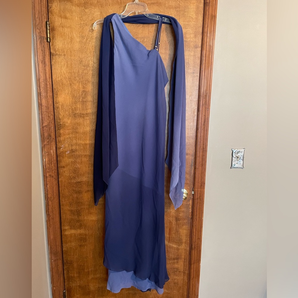 Beautiful sheath dress with beaded one shoulder and regular other shoulder.